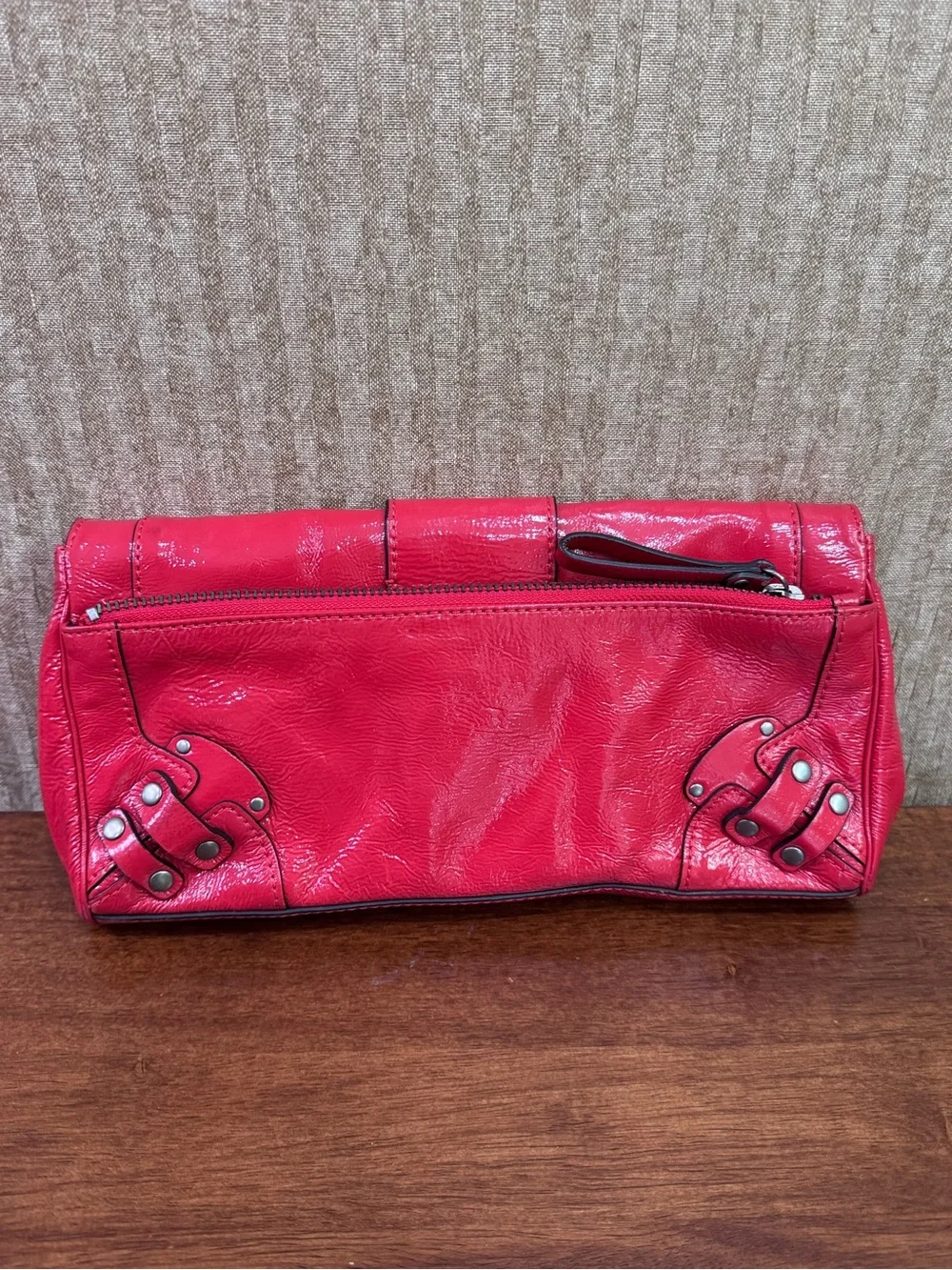 Juicy Couture Patent Leather Clutch with Studded Turn-Lock